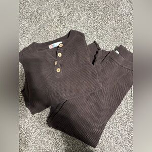 Free People Brown Waffle Knit Set